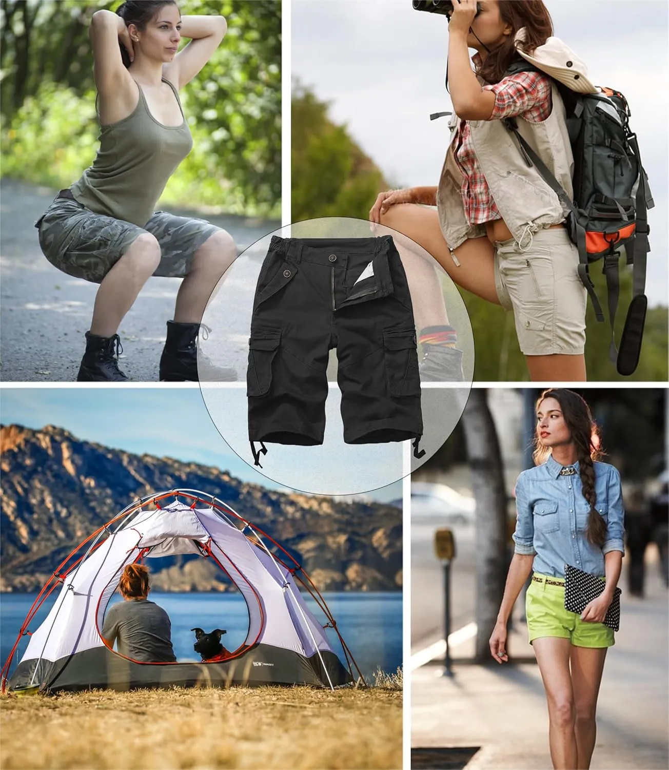 Womens Hiking Shorts, Bermuda Cargo Shorts, 10" Casual Summer Jorts Y2K Shorts with Multi Pockets