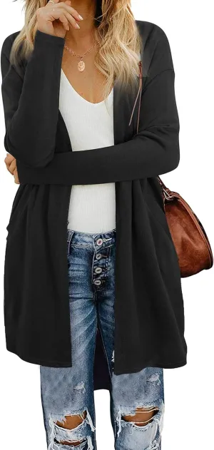 Women's Lightweight Long Sleeve Cardigan, Soft as Melted Butter, Nice Drape, Casual Dressy Wear (S-3XL)
