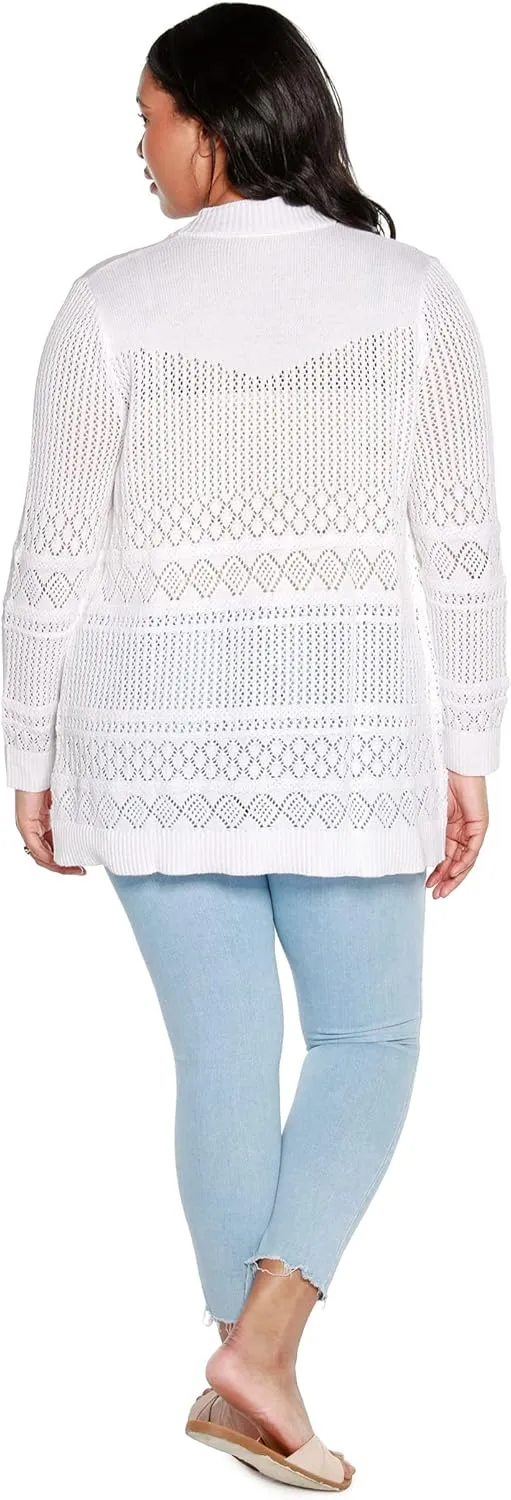 Womens Long Crochet Cardigan Ladies Long Cardigans Lightweight in Pointelle Knit