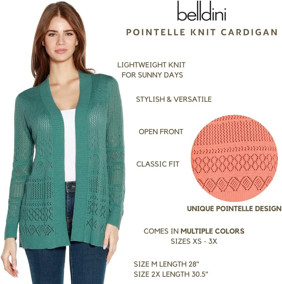 Womens Long Crochet Cardigan Ladies Long Cardigans Lightweight in Pointelle Knit