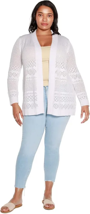 Womens Long Crochet Cardigan Ladies Long Cardigans Lightweight in Pointelle Knit