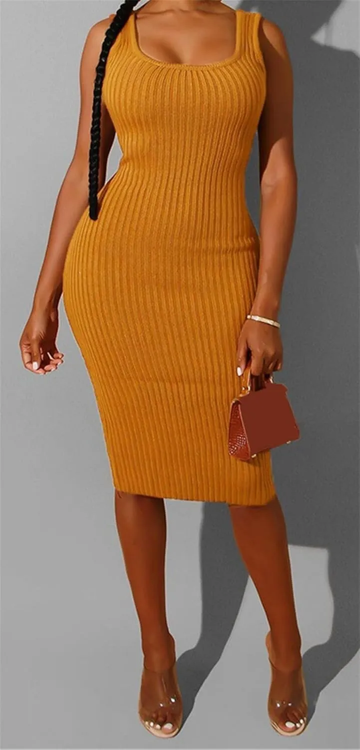 Women's Long Sleeve Sweater Dresses 2 Piece Outfits Sets Knitted Long Sleeve Crop Top Tank Dress Set Warm Party Dress