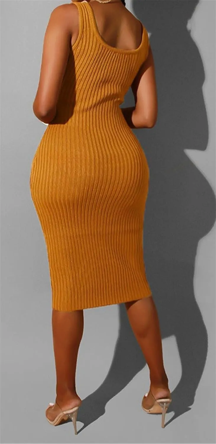 Women's Long Sleeve Sweater Dresses 2 Piece Outfits Sets Knitted Long Sleeve Crop Top Tank Dress Set Warm Party Dress
