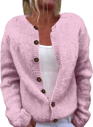 Womens Oversized Sweaters Knit Button Down Long Sleeve Open Front Drop Shoulder Cardigan Outwear Sweater Tops