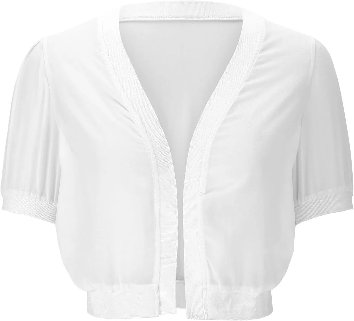 Women's Puff Sleeve Bolero Shrug Lightweight Open Front Cardigan Short Sleeve Summer Cropped Sheer Jackets Tops