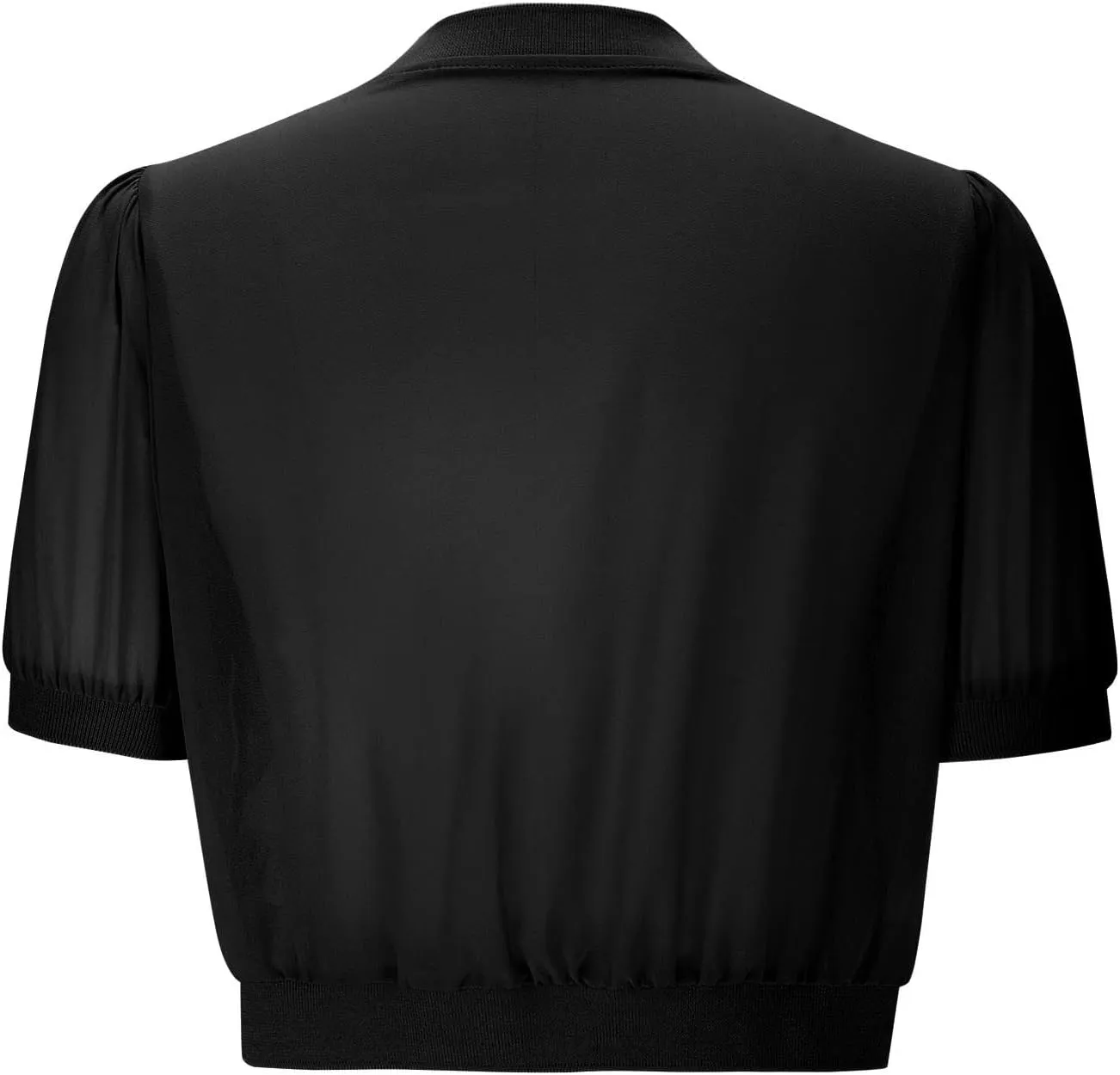 Women's Puff Sleeve Bolero Shrug Lightweight Open Front Cardigan Short Sleeve Summer Cropped Sheer Jackets Tops