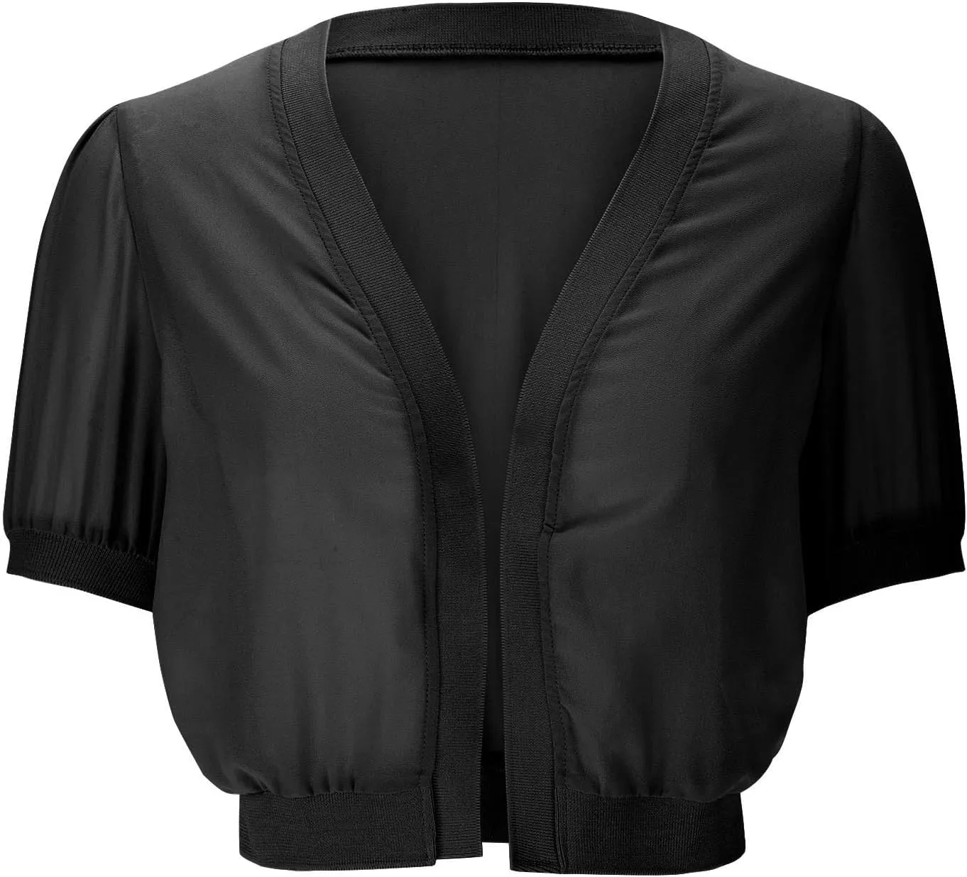 Women's Puff Sleeve Bolero Shrug Lightweight Open Front Cardigan Short Sleeve Summer Cropped Sheer Jackets Tops