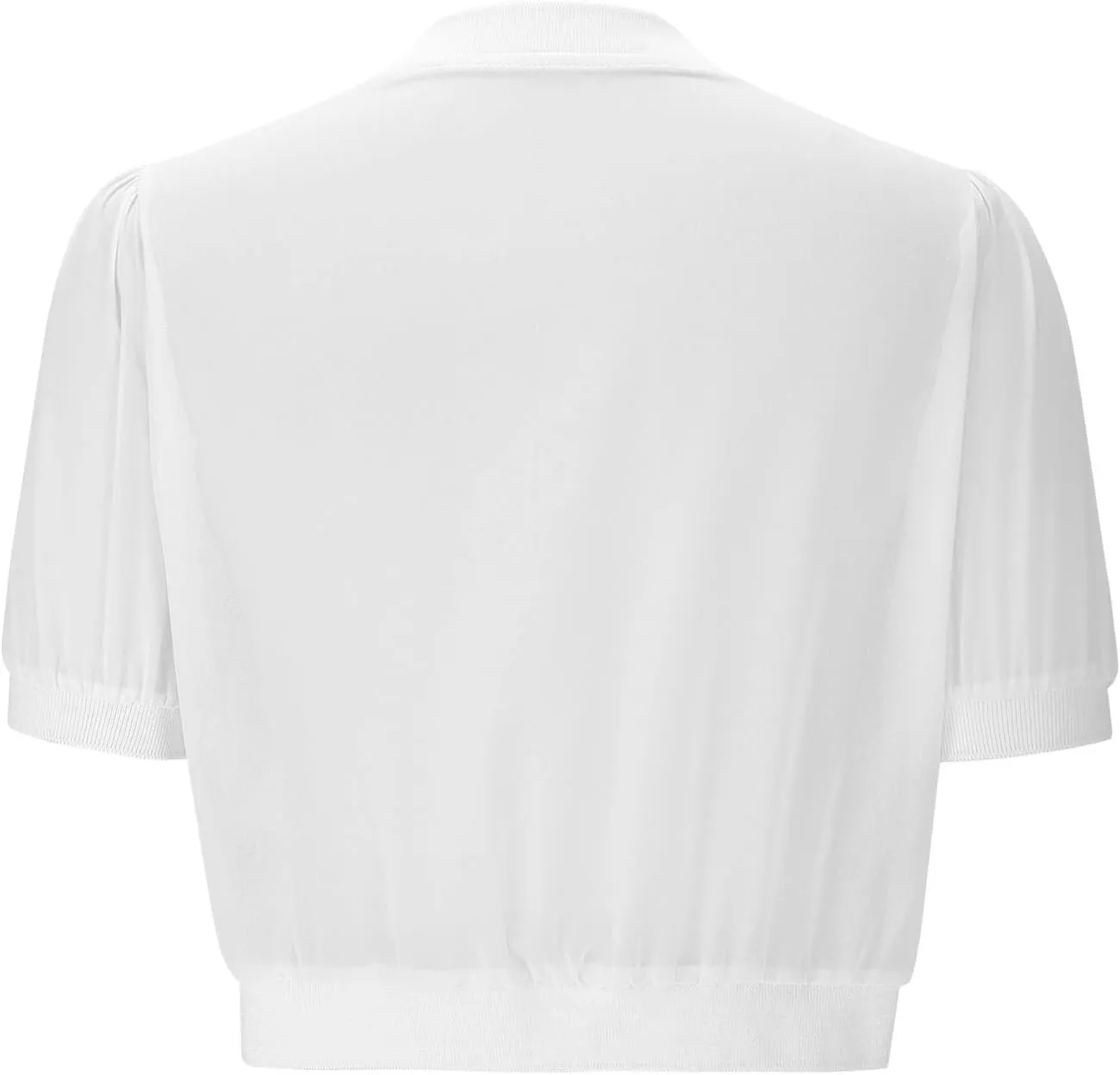 Women's Puff Sleeve Bolero Shrug Lightweight Open Front Cardigan Short Sleeve Summer Cropped Sheer Jackets Tops