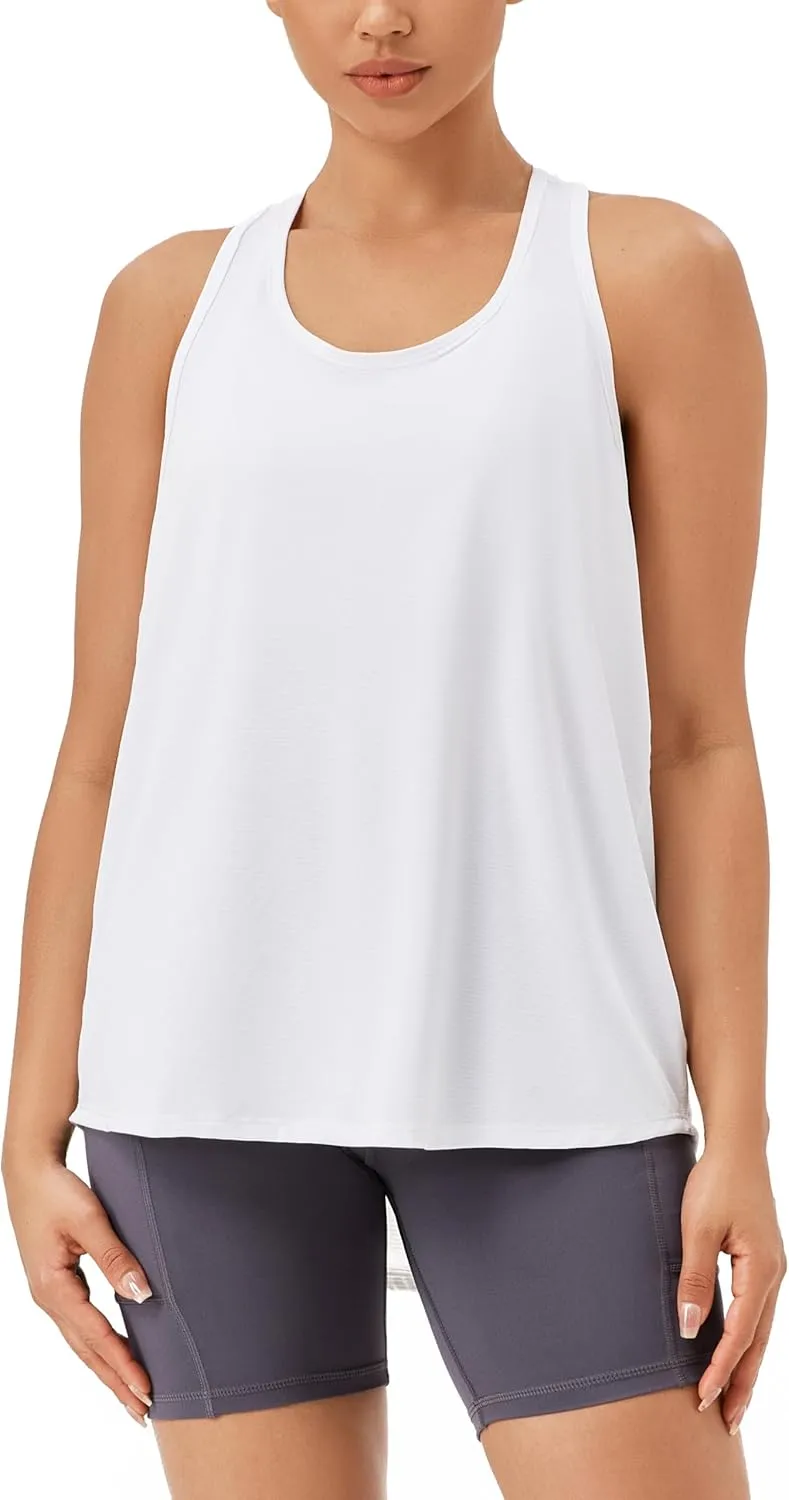Womens Racerback Tank Tops Loose Fit Workout Yoga Top Sleeveless Athletic Shirts Running Sports Gym Tanks