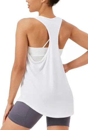 Womens Racerback Tank Tops Loose Fit Workout Yoga Top Sleeveless Athletic Shirts Running Sports Gym Tanks