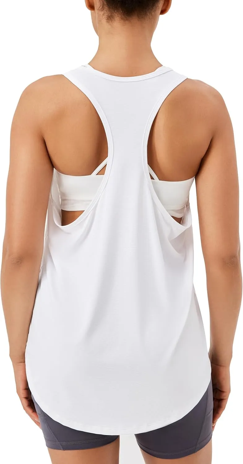 Womens Racerback Tank Tops Loose Fit Workout Yoga Top Sleeveless Athletic Shirts Running Sports Gym Tanks