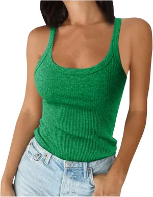 Women's Sexy Scoop Neck Tank Top Summer Sleeveless Cute Y2K Cami Tops Basic Going Out Crop Shirt Underclothes