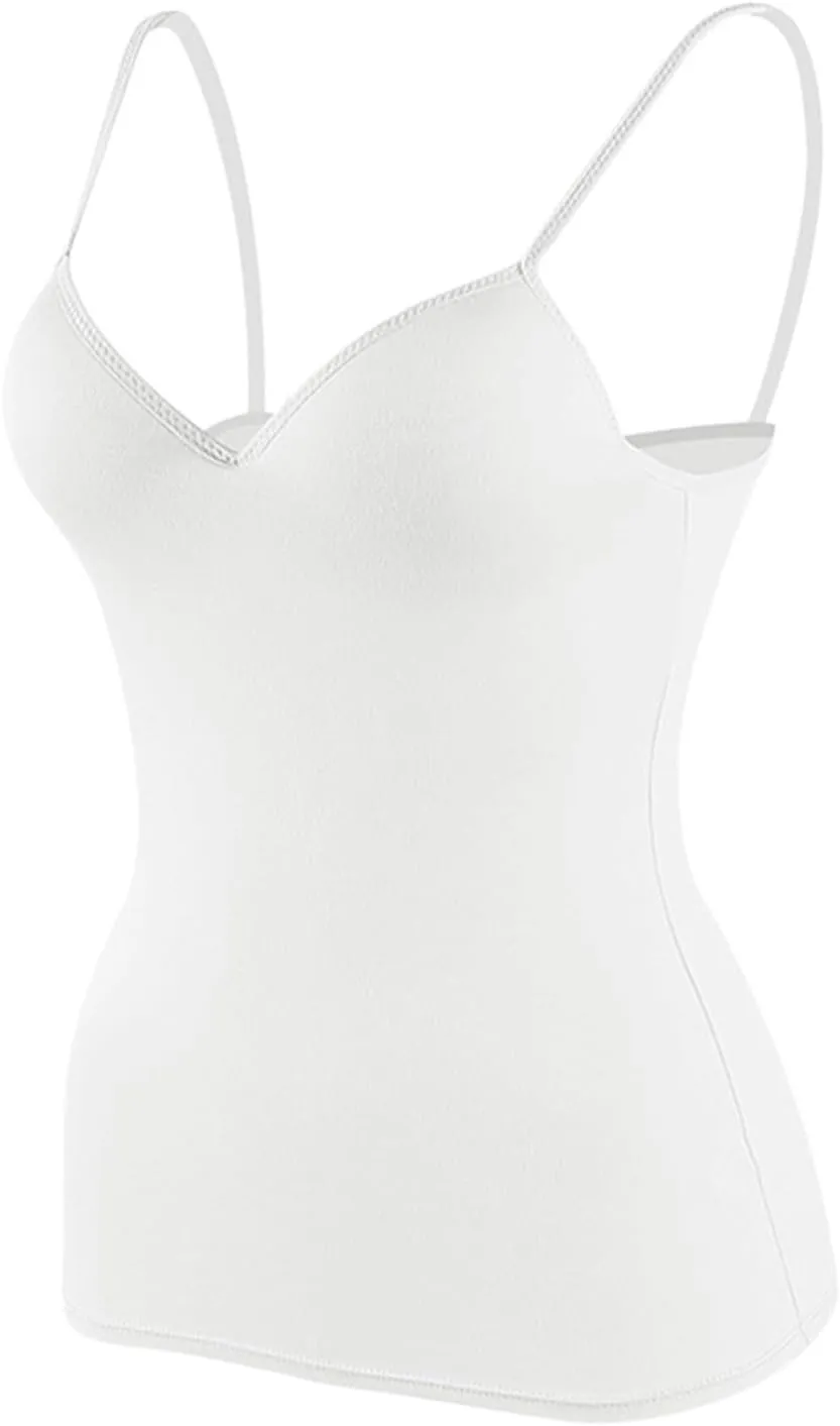 Women's Shelf Bra Camisole Tops Built in Bra Spaghetti Strap Workout Yoga Shirts Basic Layer Padded Bras Tank Tops