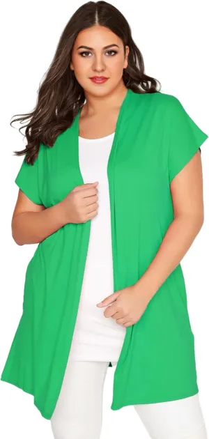 Womens Short Sleeve Plus Size Summer Kimono Cardigan Oversized Casual Beach Cover Up Open Front Lightweight Cardigan