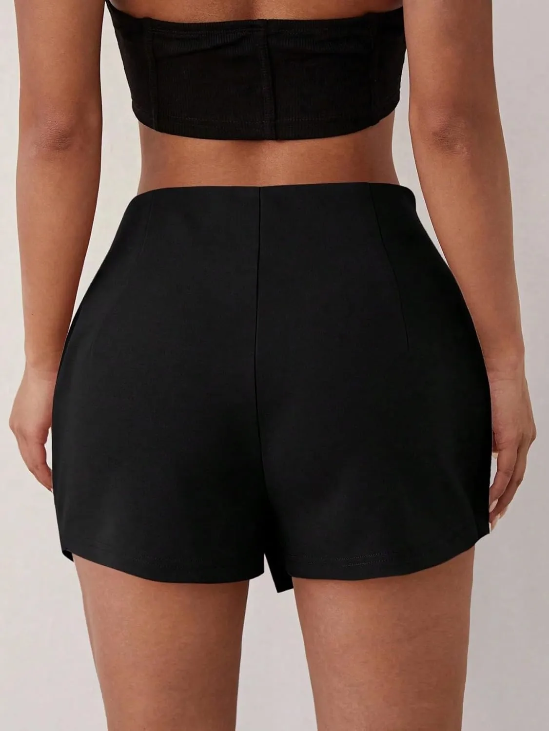 Womens Shorts Plain Slit Hem Skort Casual Knit Lounge Shorts
