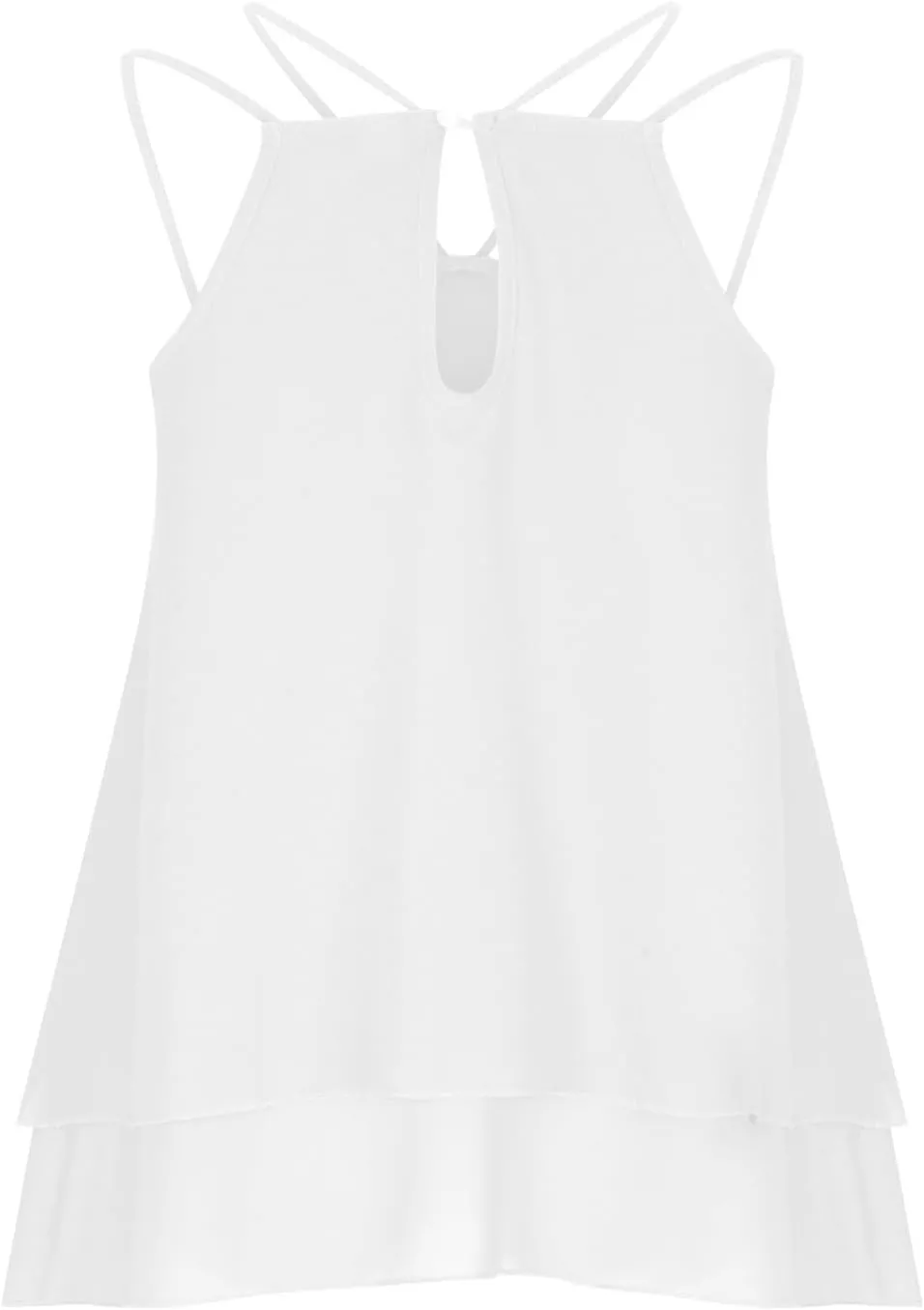 Women's Sleeveless Chiffon Tank Tops Swing Double Layer Blouses Sexy Halter Neck Strappy Summer Camisole Lightweight