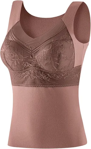 Womens Sleeveless Thermal Tank Tops Comfy Lace Warm Camisole Basic Thin Comfy Underwear Fall Baselayer V Neck Vest
