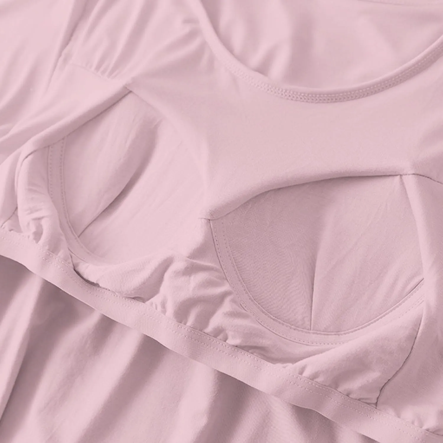 Womens Soft Nightgown Short Sleeve Nightshirt with Built in Bra Solid Sleepwear Comfy Loungewear Pajamas