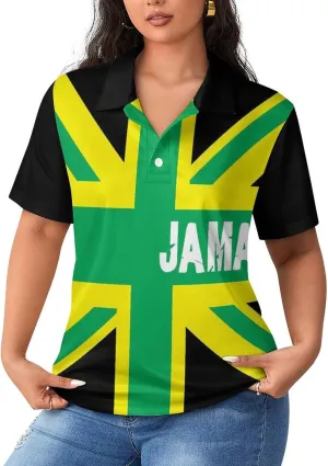 Women's Sport Palestine Flag Polo-Shirt Business Short-Sleeve Polo-Shirt for Women