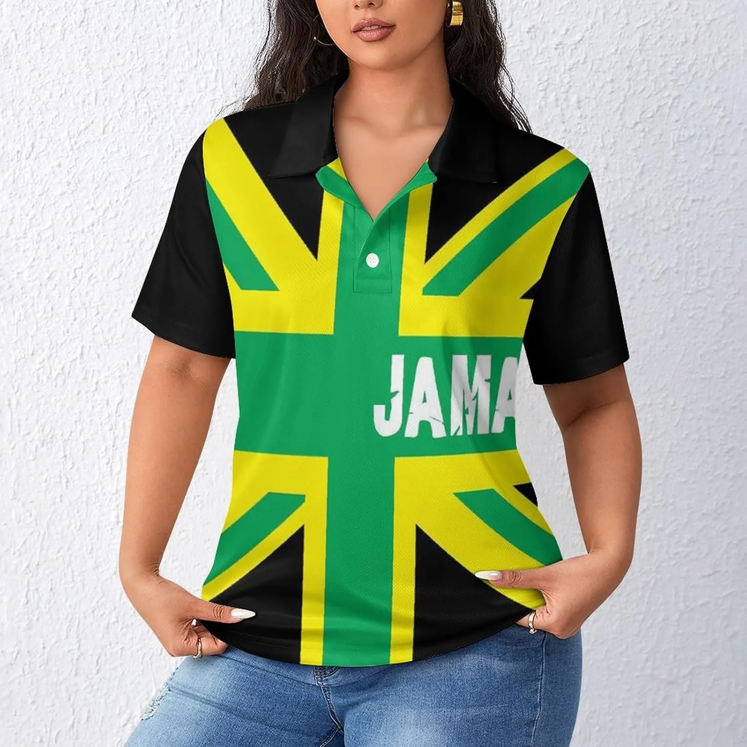 Women's Sport Palestine Flag Polo-Shirt Business Short-Sleeve Polo-Shirt for Women