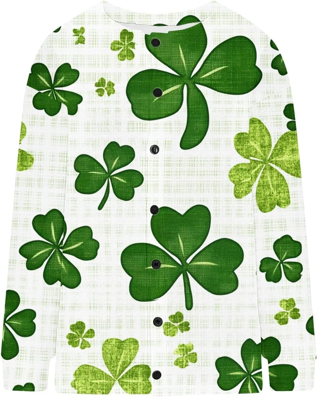 Womens St. Patrick's Day Button Down Thin Cardigan Sweater Open Front Lightweight Lucky Clover Cardigans Tops