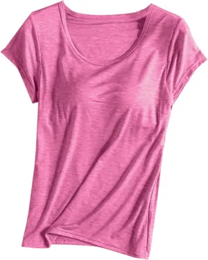 Womens T Shirts with Built in Bras Padded Short Sleeve Tops Crew Neck Wireless Shelf Bra Shirts Casual Workout Tops