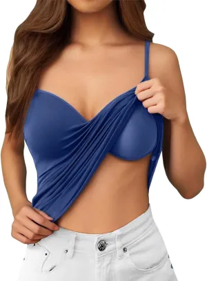 Womens Tank Tops with Built in Bra Adjustable Spaghetti Strap Camisole Shelf Bra Cotton 2025 Summer Clothes