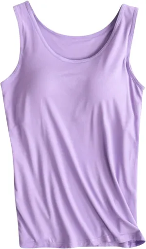 Womens Tank Tops with Built in Bra Padded Loose Sleeveless Shirts Comfy Soft Camisole Summer Lightweight Tops