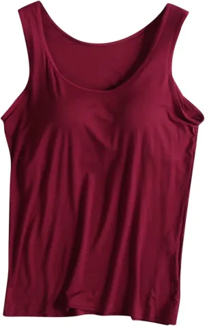 Womens Tank Tops with Built in Bra Padded Loose Sleeveless Shirts Comfy Soft Camisole Summer Lightweight Tops
