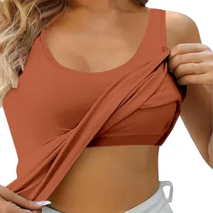 Womens Tank Tops with Built in Bra with Padding Camisole Tops for Women Built in Bra Casual Sleeveless Undershirt Top