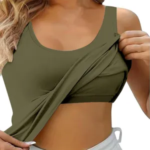 Womens Tank Tops with Built in Bra with Padding Camisole Tops for Women Built in Bra Casual Sleeveless Undershirt Top