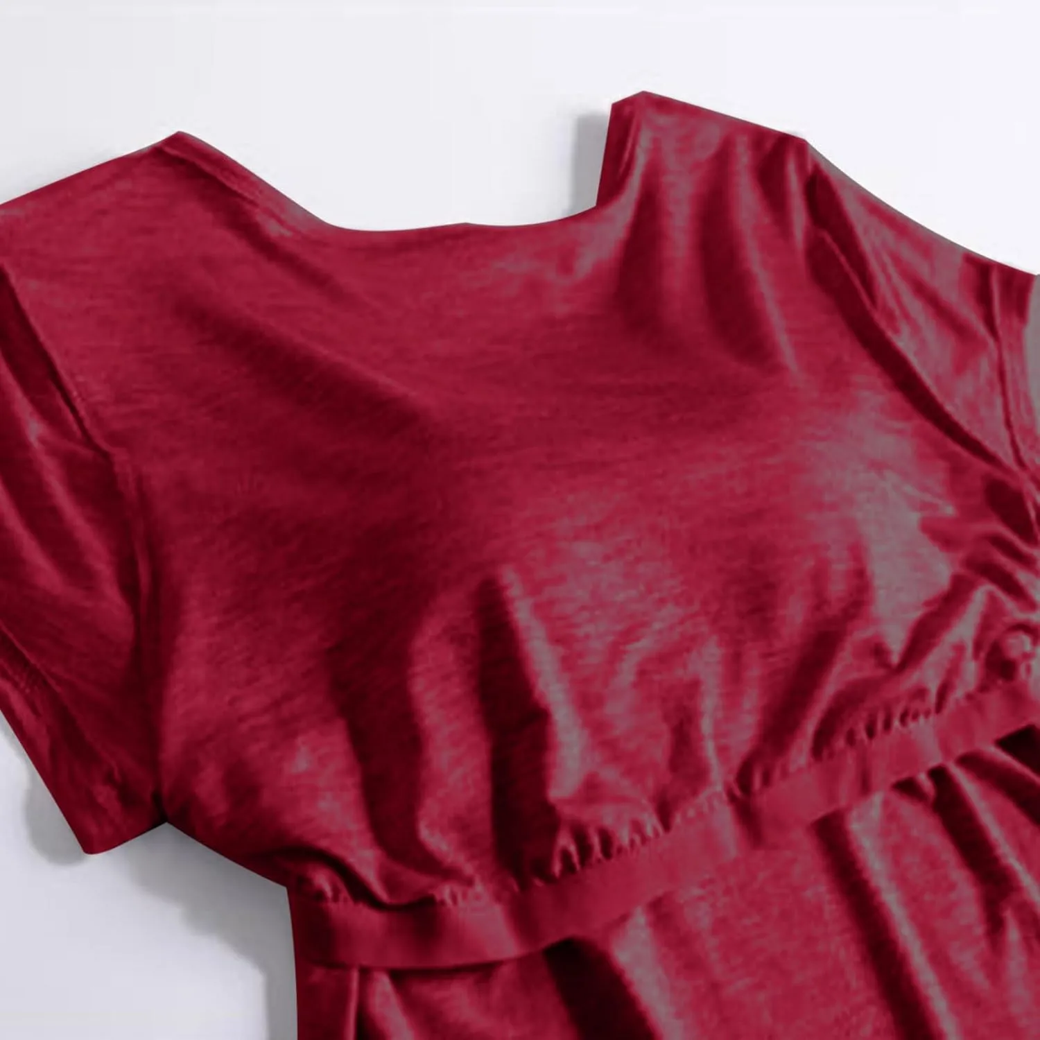 Womens Tops 2025 Summer Casual Short Sleeve T Shirts with Built in Bra Plus Size Basic Solid Yoga Athletic Tees Shirts