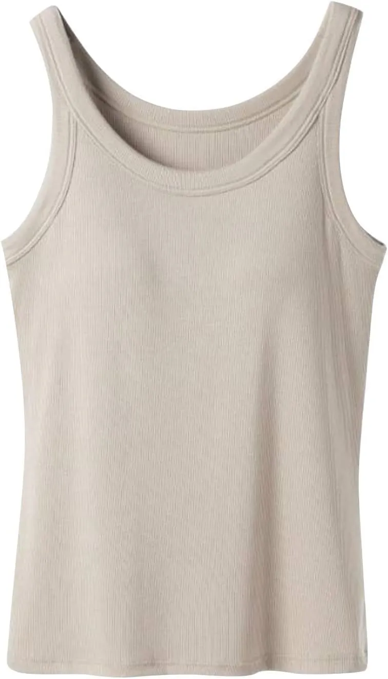 Womens Tops, Summer Sleeveless Lingerie Plus Size Basic Padded Tank Top with Built in Bra Spaghetti Strap Cami Tops