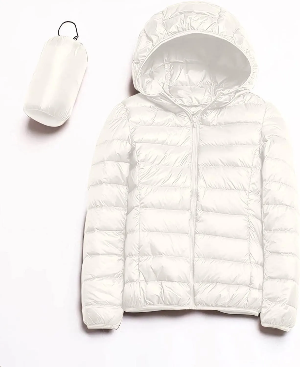 Womens Warm Lightweight Puffer Jackets Fashion Solid Color Waterproof Quilted Coats White Duck Down Casual Outerwears