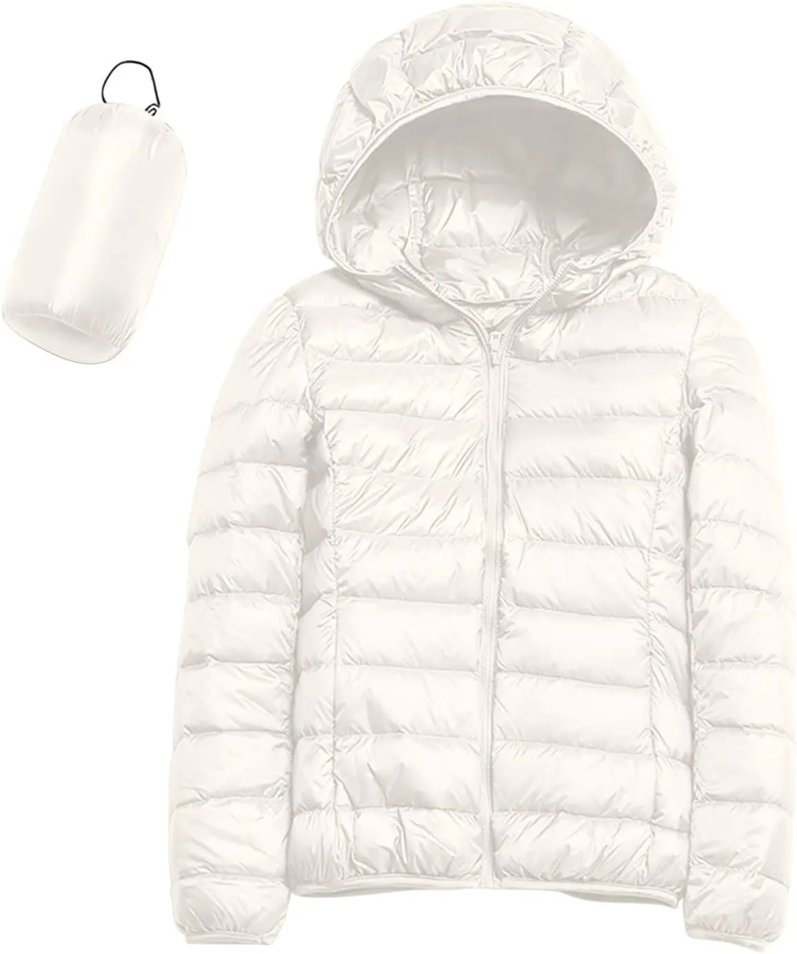 Womens Warm Lightweight Puffer Jackets Fashion Solid Color Waterproof Quilted Coats White Duck Down Casual Outerwears