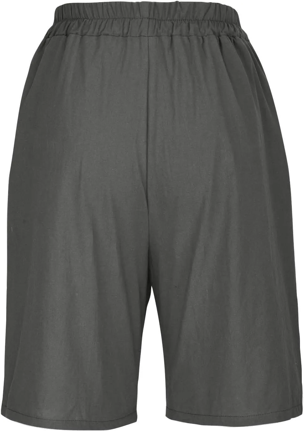 Womens Wide Leg Cotton Linen Shorts Comfy Bermuda Shorts Summer Casual Short Pants Loose Knee Length Shorts