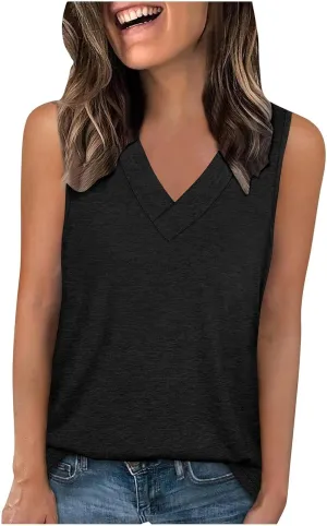 Workout Tank Tops for Women 2025 Sleeveless V Neck Summer Causal Cami T-Shirts Basic Dressy Cute Outfits