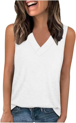 Workout Tank Tops for Women 2025 Sleeveless V Neck Summer Causal Cami T-Shirts Basic Dressy Cute Outfits