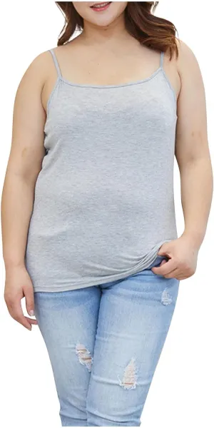 Xiaojmake Women Plus Size Tank Top Seamless Cotton Camisole Tank Top Spaghetti Strap Undershirt Stretch Sleeveless Cami Shirt