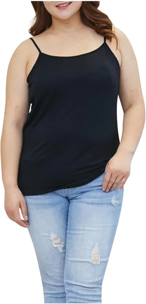 Xiaojmake Women Plus Size Tank Top Seamless Cotton Camisole Tank Top Spaghetti Strap Undershirt Stretch Sleeveless Cami Shirt
