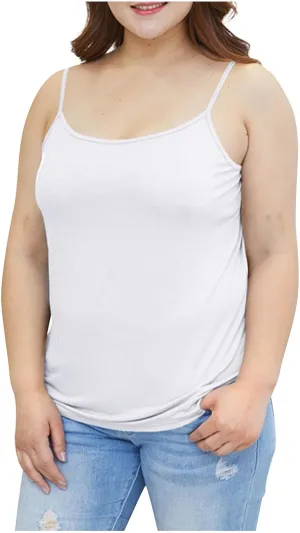 Xiaojmake Women Plus Size Tank Top Seamless Cotton Camisole Tank Top Spaghetti Strap Undershirt Stretch Sleeveless Cami Shirt