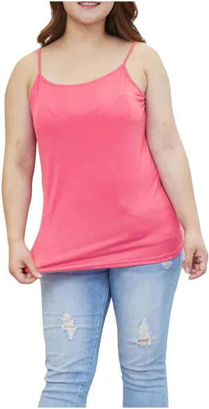 Xiaojmake Women Plus Size Tank Top Seamless Cotton Camisole Tank Top Spaghetti Strap Undershirt Stretch Sleeveless Cami Shirt