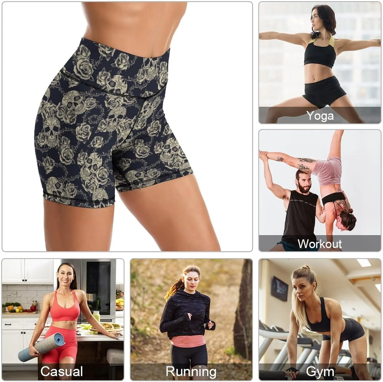 Yoga Shorts High Waisted Tummy Control Biker Shorts for Womens Athletic Running Workout Gym Tennis Shorts