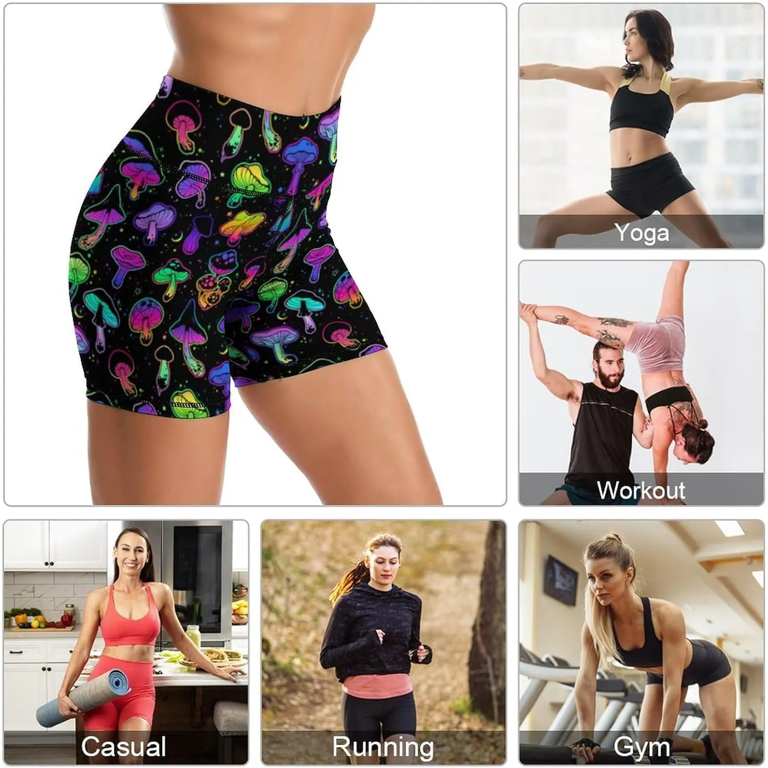 Yoga Shorts High Waisted Tummy Control Biker Shorts for Womens Athletic Running Workout Gym Tennis Shorts
