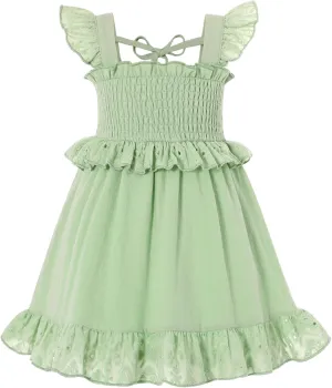 YOUNGER TREE Toddler Dress Baby Girls Cotton Ruffle Sleeveless Summer Dresses Kids Boho Beach Casual Sundress