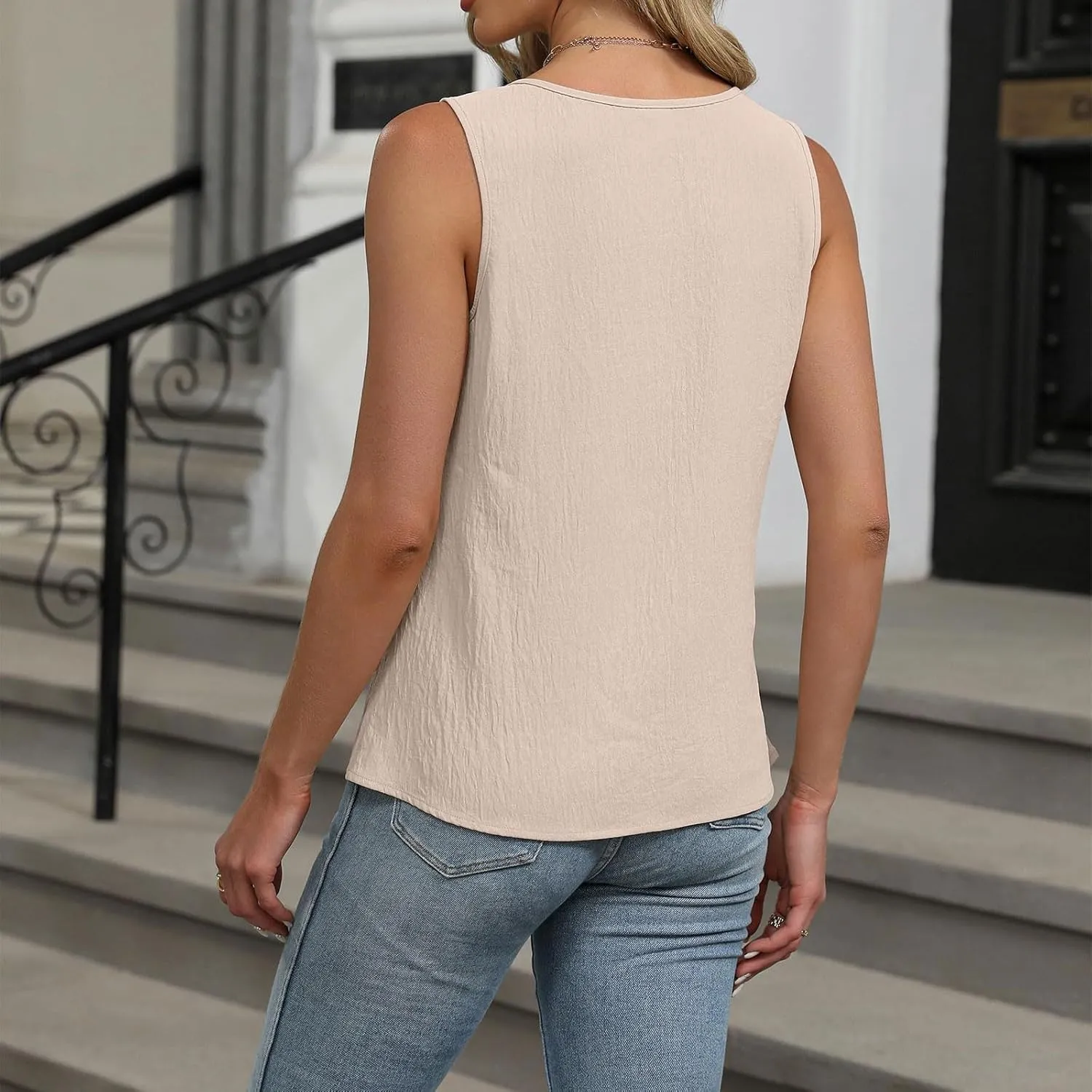 YUTANRAL Tank Tops for Women 2025 Trendy Teardrop Neck Sleeveless Summer Casual Loose Fit Camisole Tops Tshirts