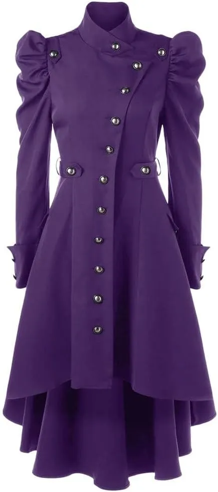 ZBYY Women's Gothic Vintage Steampunk Victorian Swallow Tail Long Trench Coat Jacket Casual Gothic Coats