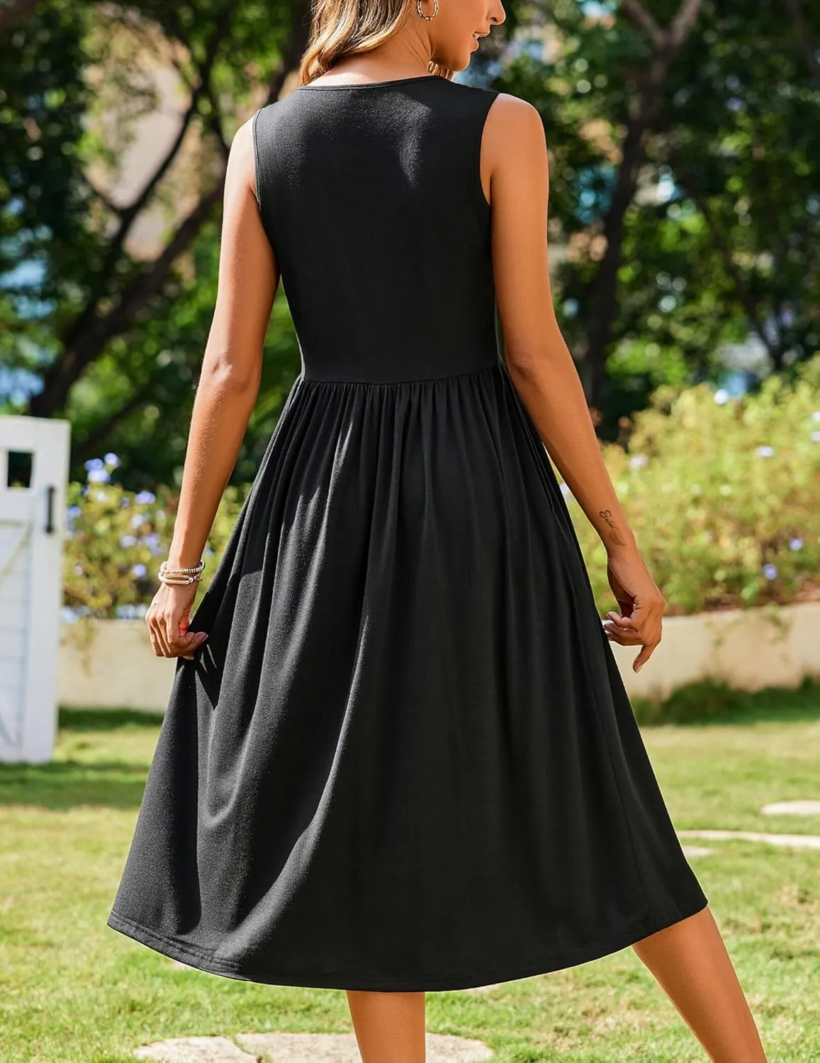 Zeagoo Women's Summer Tank Midi Dress with Pockets Sleeveless A-Line Dress Casual Floral T-Shirt Dress Flowy Beach Sundress