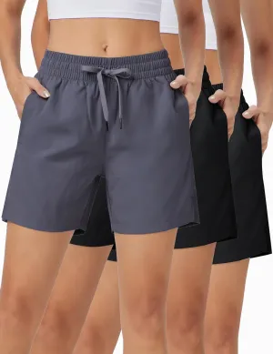 ZUTY 3 Pack 5" Womens Athletic Shorts Basic Running Shorts Lightweight Quick Dry Gym Workout Shorts with Pockets