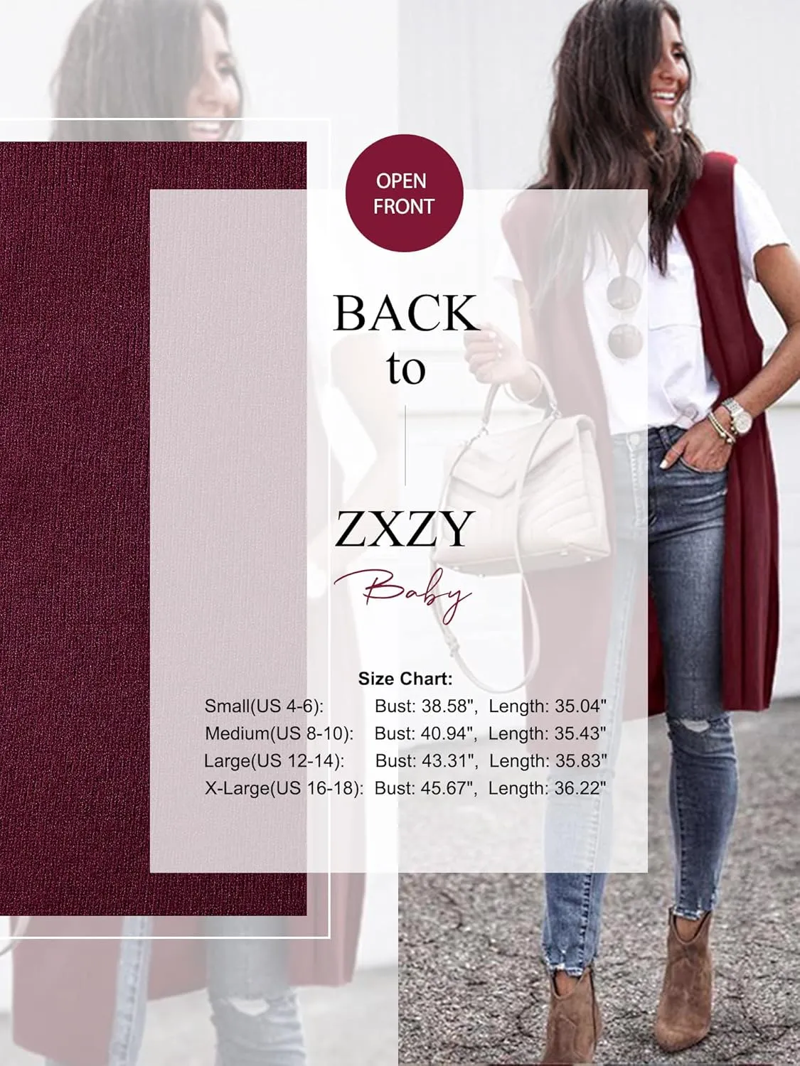 ZXZY Women Casual Sleeveless Open Front Tunic Vest Long Cardigan Tops Coat